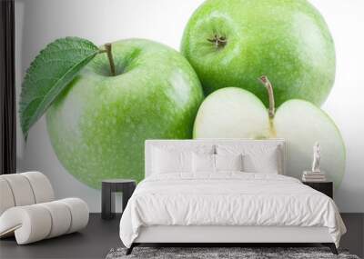 Ripe green apples. Wall mural