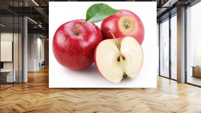 Two red apple and half of red apple. Wall mural