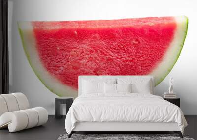 Watermelon slice without seeds isolated on white background. Clipping path. Wall mural