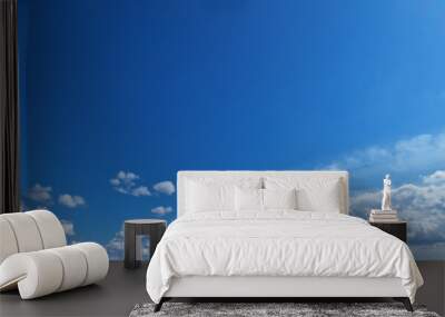 White heap clouds in the blue sky. Wall mural