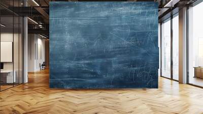 Abstract blue chalkboard background with scribbles and scratches Wall mural