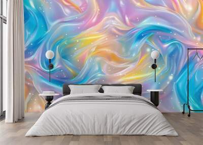 Abstract painterly texture with iridescent colors and glowing elements. The concept of digital art Wall mural