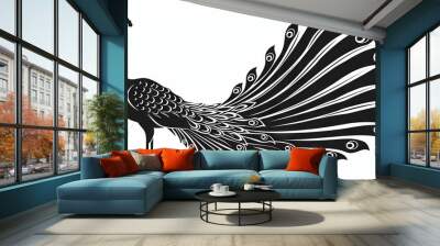 Elegant peacock silhouette with luxurious tail feathers Wall mural