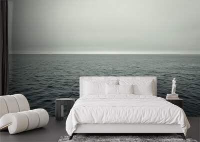 Serene ocean horizon under overcast skies Wall mural