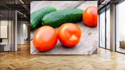 Raw tomatoes and cucumbers Wall mural