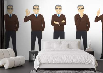 business man set different gestures isolated vector illustration Wall mural