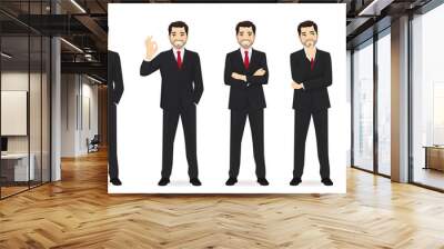 Business man set different gestures isolated vector illustration Wall mural