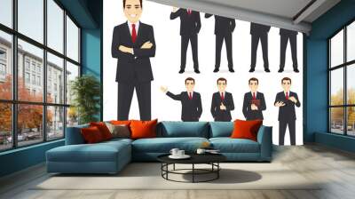 Business man set different gestures isolated vector illustration Wall mural