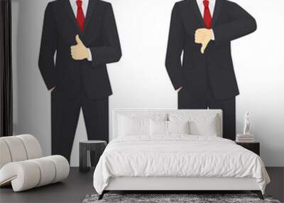 Businessman showing thumbs up and down vector illustration sey Wall mural