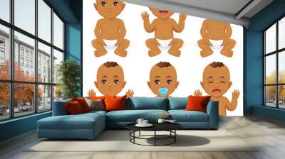 Cute baby boy emotions set vector illustration Wall mural