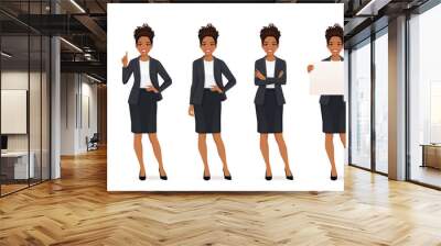 Elegant african business woman in different poses isolated vector illustrtion Wall mural