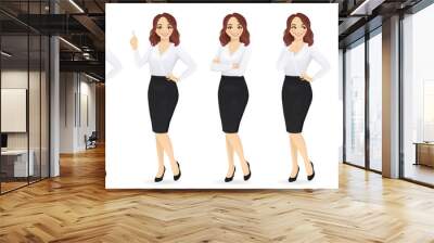 Elegant business woman in different poses isolated vector illustrtion Wall mural