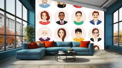 Smiling people avatar set. Different men and women characters collection. Isolated vector illustration. Wall mural