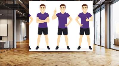 Sport fitness man in sportswear set isolated vector illustration Wall mural