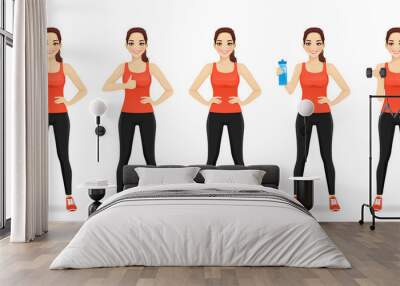 Sport fitness woman in sportswear set isolated vector illustration Wall mural