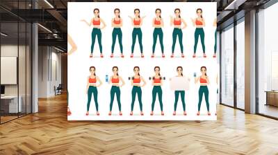 Sport fitness woman in sportswear set isolated vector illustration Wall mural