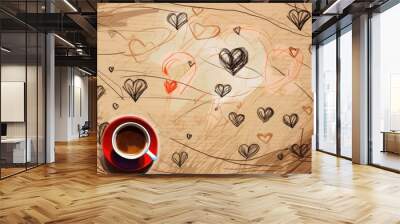 Hot and cold coffee beverage. different type of drink set. Espresso, cappuccino Wall mural