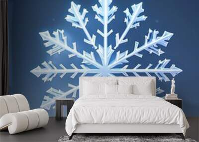 Snowflake on a blue background, with shine and glitter, copy space. Winter, New Year, Christmas Wall mural