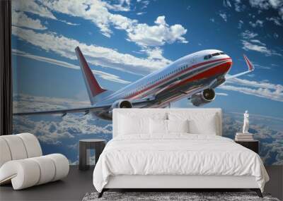 The commercial airplane in sky Wall mural