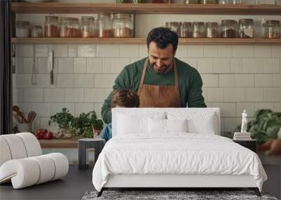 The Father and Son Cooking Wall mural