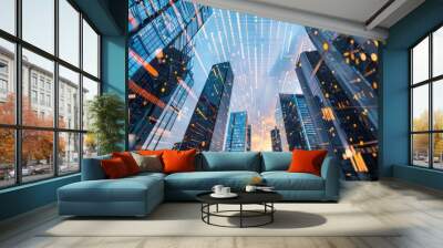 The futuristic city skyline Wall mural