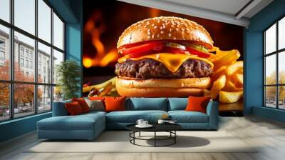 Burger - generative ai, üretken yapay zeka Wall mural