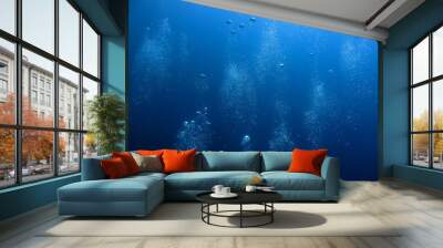 Bubble in the Blue Sea Underwater Ambiance Wall mural