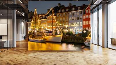 Nyhavn, Copenhagen in Christmas Illumination 2 Wall mural