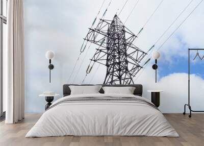 high voltage post.High-voltage tower sky Wall mural