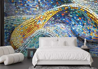 Texture Mosaic Tiles  Colorful Wave Background Wall mural