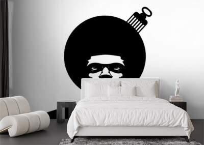 Afro Logo. Vector black man silhouette with hair. Wall mural