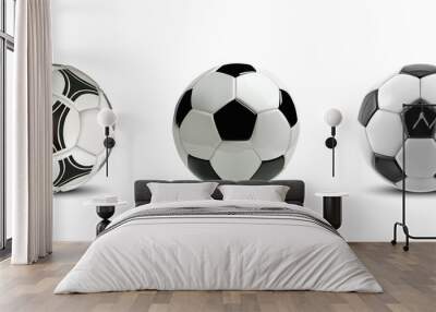 Vector soccer ball set. Tree Realistic soccer balls or football balls on white background Wall mural