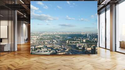 Aerial view of Moscow city in summer. View from the observation platform of the business center of Moscow City. Photography from a height of 354 meters. Wall mural