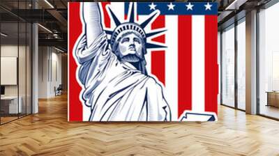 independence day, statue of liberty, usa flag Wall mural