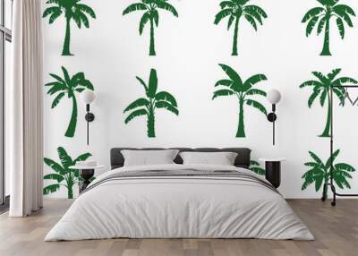 banana palm tree in a collection of simple vector stencil designs Wall mural