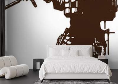 modern soldier preparing to fire from a machine gun vector drawing Wall mural