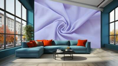 Closeup of rippled purple silk fabric, Beautiful and smooth silk background Wall mural