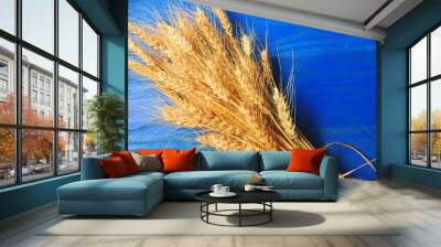 Ripe wheat bran on the table Wall mural