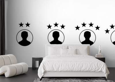 Customer experience vector icon. 1 to 5 star satisfaction rating vector icon sign, work experience symbol. Wall mural