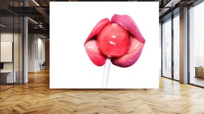 Female lips and lollipop Wall mural