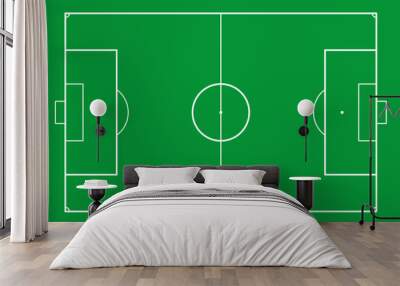 Football pitch. Soccer field line style. Black outline court and stadium scheme on white background. Football match, league scheme. Vector Wall mural