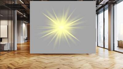 Glowing Light Star with Sparkles. Golden Light effect. Vector illustration Wall mural