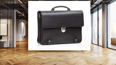 black leather men casual or business briefcase Wall mural