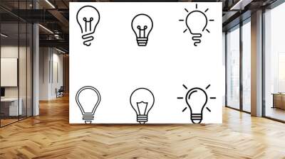 Light Bulb line icon vector, isolated on white background. Idea sign, solution, thinking concept. Lighting Electric lamp, electricity, shine, shiny. Flat style for graphic design, logo, web site, UI. Wall mural