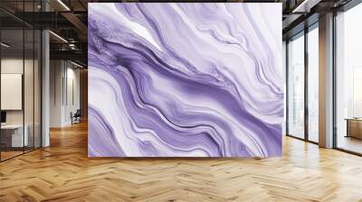 Liquid marble texture with soft lavender and light grey, creating a serene and subtle flowing abstract pattern. Wall mural