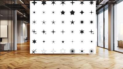 Minimalist silhouette stars icon set, twinkle shining star shape symbols, icons, elements. Modern geometric sparkle black silhouettes sign vector. Wall mural