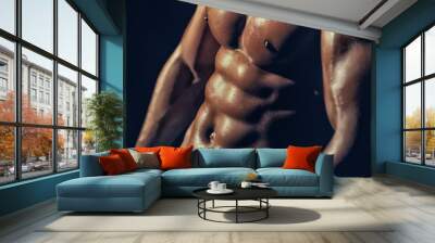 muscular male wet torso Wall mural