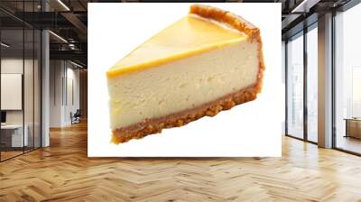 piece of tasty cheesecake on transparent background Wall mural