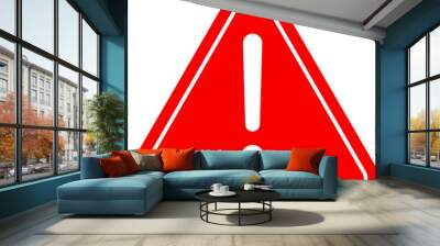 Red Warning Dangerous attention icon, danger symbol, Warning triangle icon. Red caution warn in png. Warning sign with exclamation mark vector. Wall mural