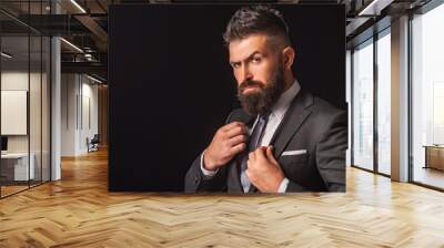 Rich bearded man dressed in classic suits. Elegance casual dress. Fashion suit. Luxury mens clothing. Man in suit. Businessman confidence. Classical costume. Mans Fashion. Wall mural